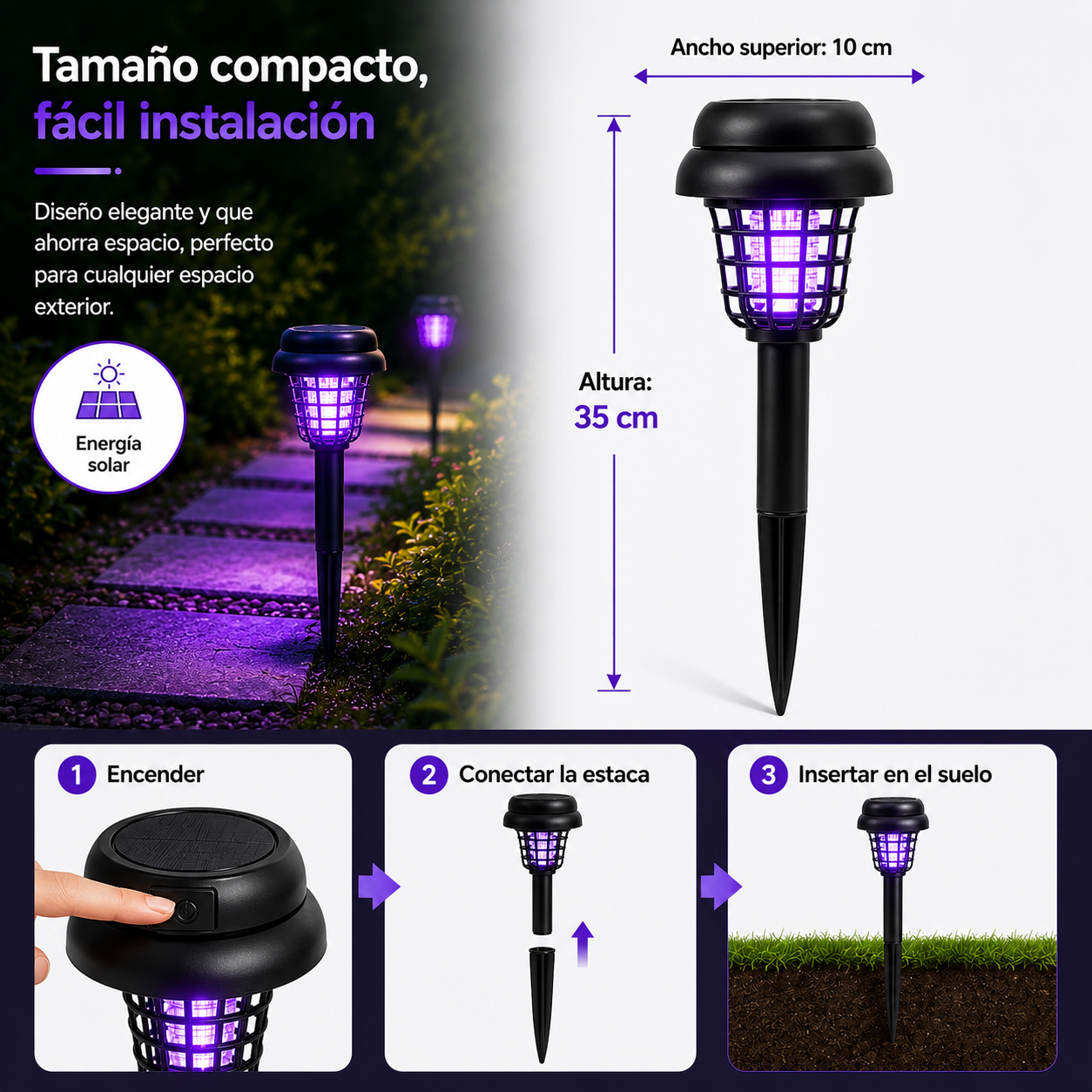Solar Mosquito Zapper Light 2 en 1