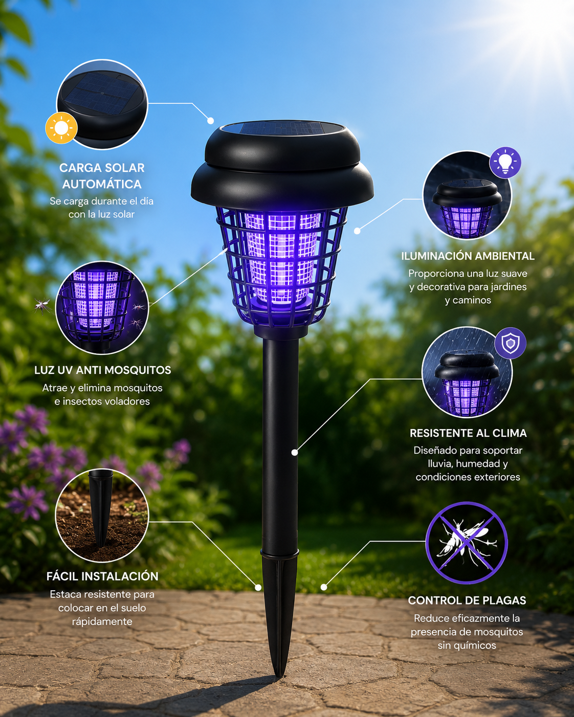 Solar Mosquito Zapper Light 2 en 1